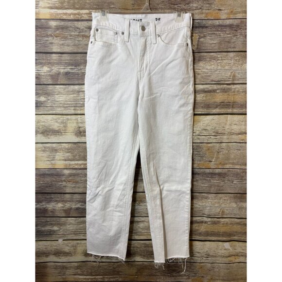 J.Crew Jeans 25 High-rise '90s Classic Straight White Raw Hem BF557‎ - Picture 2 of 5